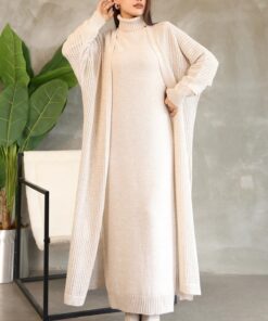 Trendyol Turtleneck Long Sleeve Ankle Length Solid Color Dress Hollowed Out Openwork
