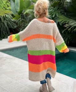 Peace Pattern Color Blocks Loose Midi Sweater Dress