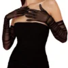 SHEIN 1 Pair Black Gloves Opera Gloves Women's Goth Tulle Extra Long Gloves