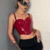 SHEIN EgrlEra Red PU Leather Sexy Backless