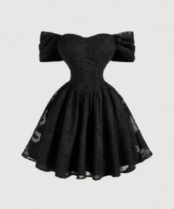 SHEIN MOD Women's White Off Shoulder Romantic Dress