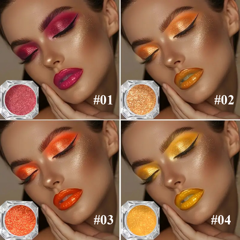 Metal Series Glittering Eye Shadow Powder - shimmery, long-lasting Metallic