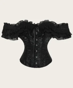 SHEIN Vintage Palace Style Jacquard Front Button, Back Cinched Waist Bodysuit