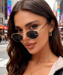 1pc Oval Metal Fashion Glasses, Retro And Versatile Women's Glasses