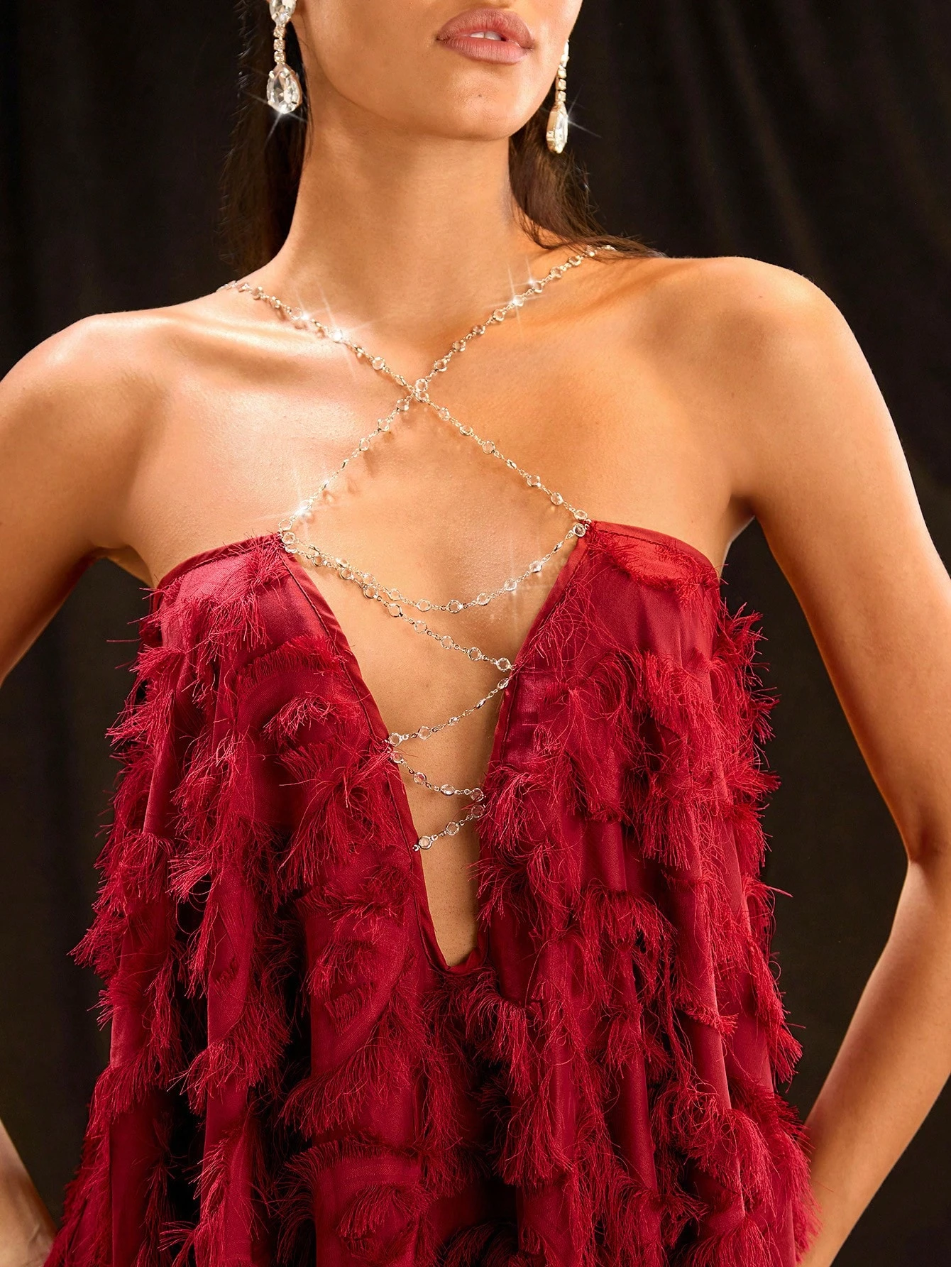 SHEIN DRESS Glamine Women's Burgundy Party Dress - Image 4