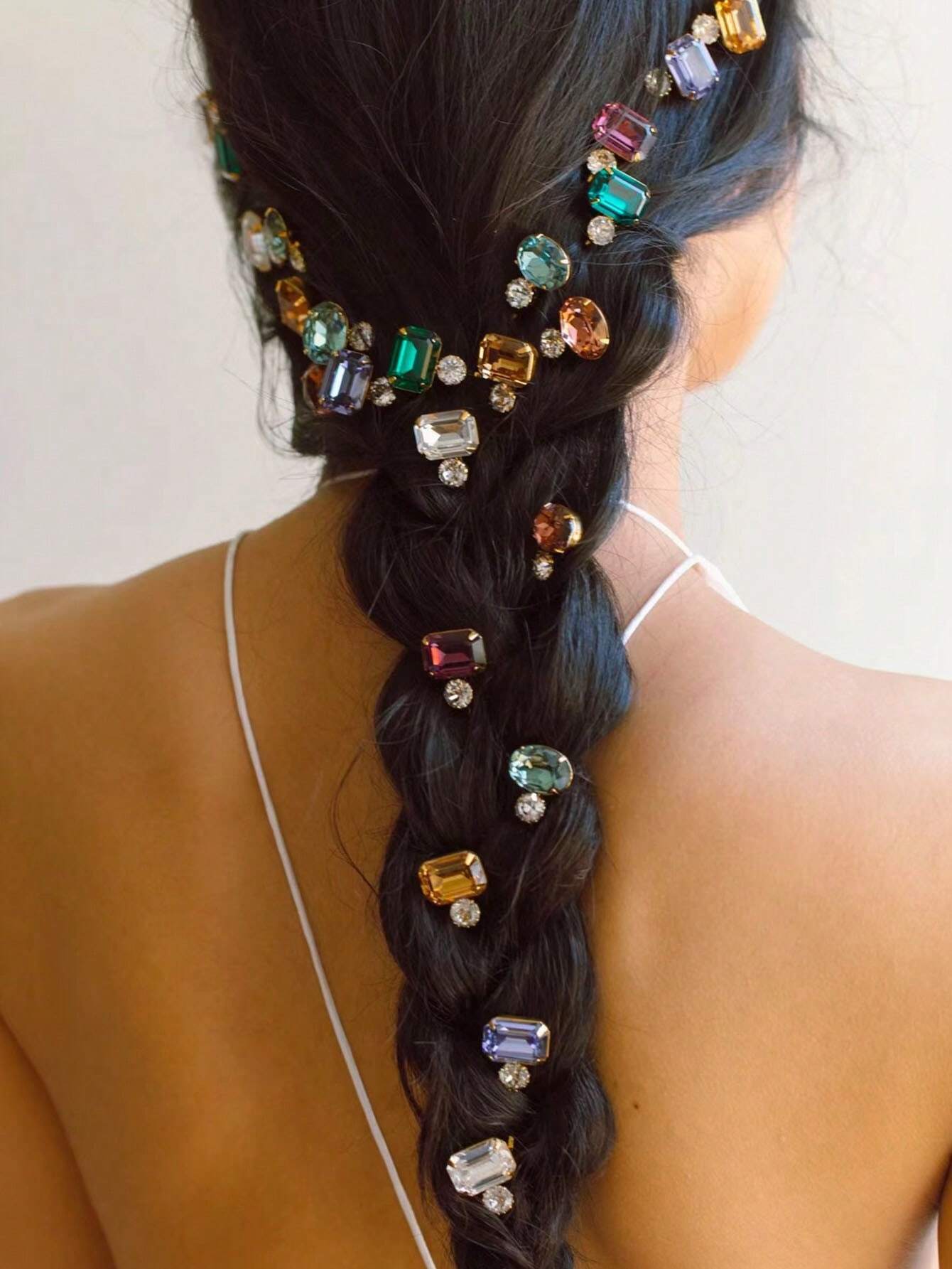 SHEIN Accessories 6pcs/Set Rhombus Pattern Shiny Bohemian Elegant Hair Clips