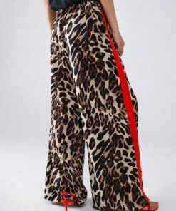 SHEIN TOPS Brown Leopard Baggy Wide Leg Women Pants Office Brunch Women Outfit Casual Outing School Teacher