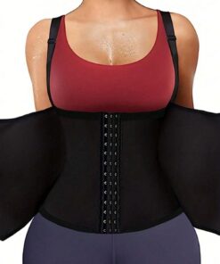 SHEIN Accessories Sports Outdoor 1pc Zipper & Hook Closure Black Camisole Shapewear Waist Trainer Corset Gym Accessories