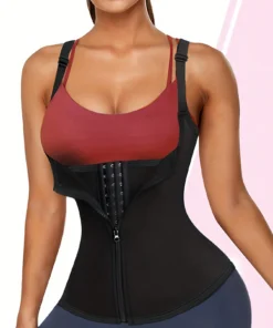 SHEIN Accessories Sports Outdoor 1pc Zipper & Hook Closure Black Camisole Shapewear Waist Trainer Corset Gym Accessories